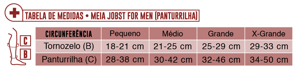 Tabela de Medidas Jobst for Men