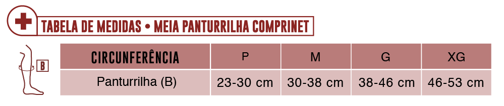Tabela Meia Panturrilha Comprinet