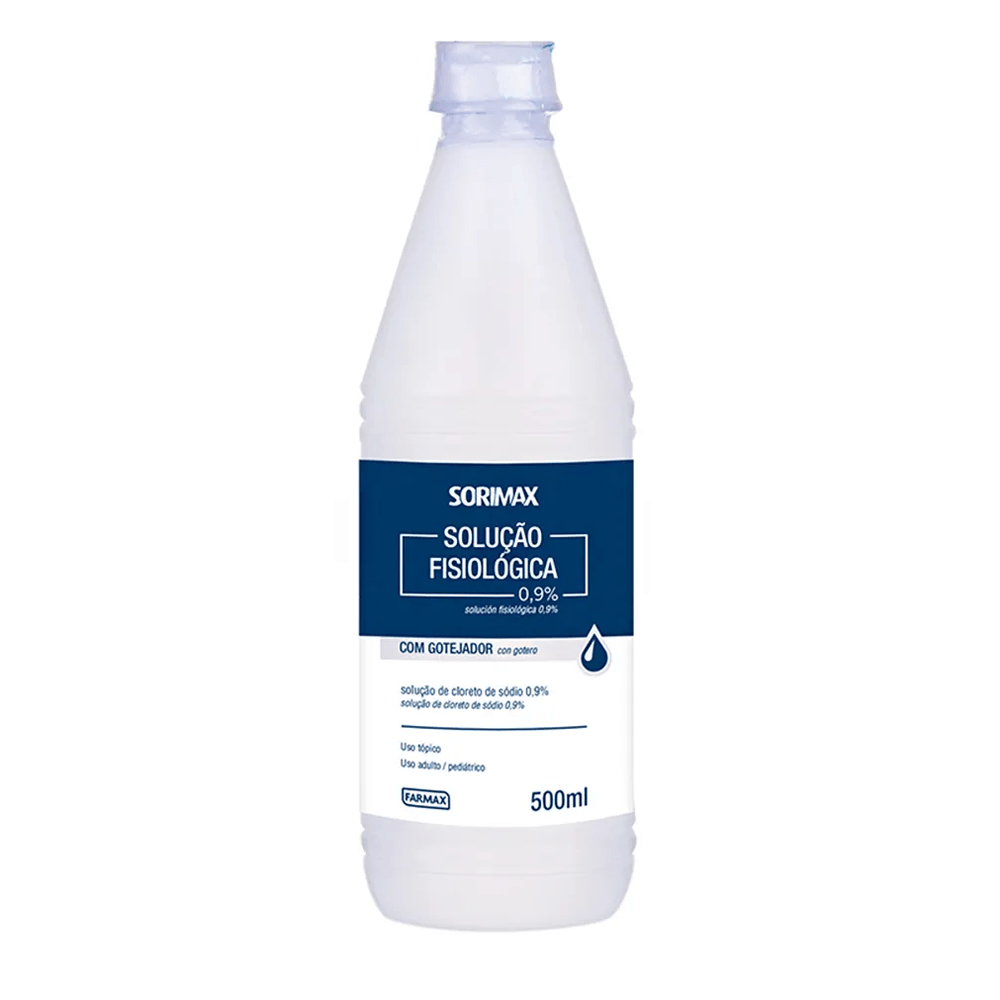 SOLUCAO CLORETO DE SODIO 0,9% C/GOTEJADOR 500ML SORIMAX - Maconequi